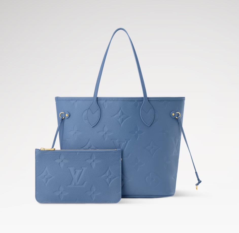 L0vis Vvtt0n Neverfull MM Tote Bag 12.2in/ 31cm Blue Jean Gold Hardware For Women M27358