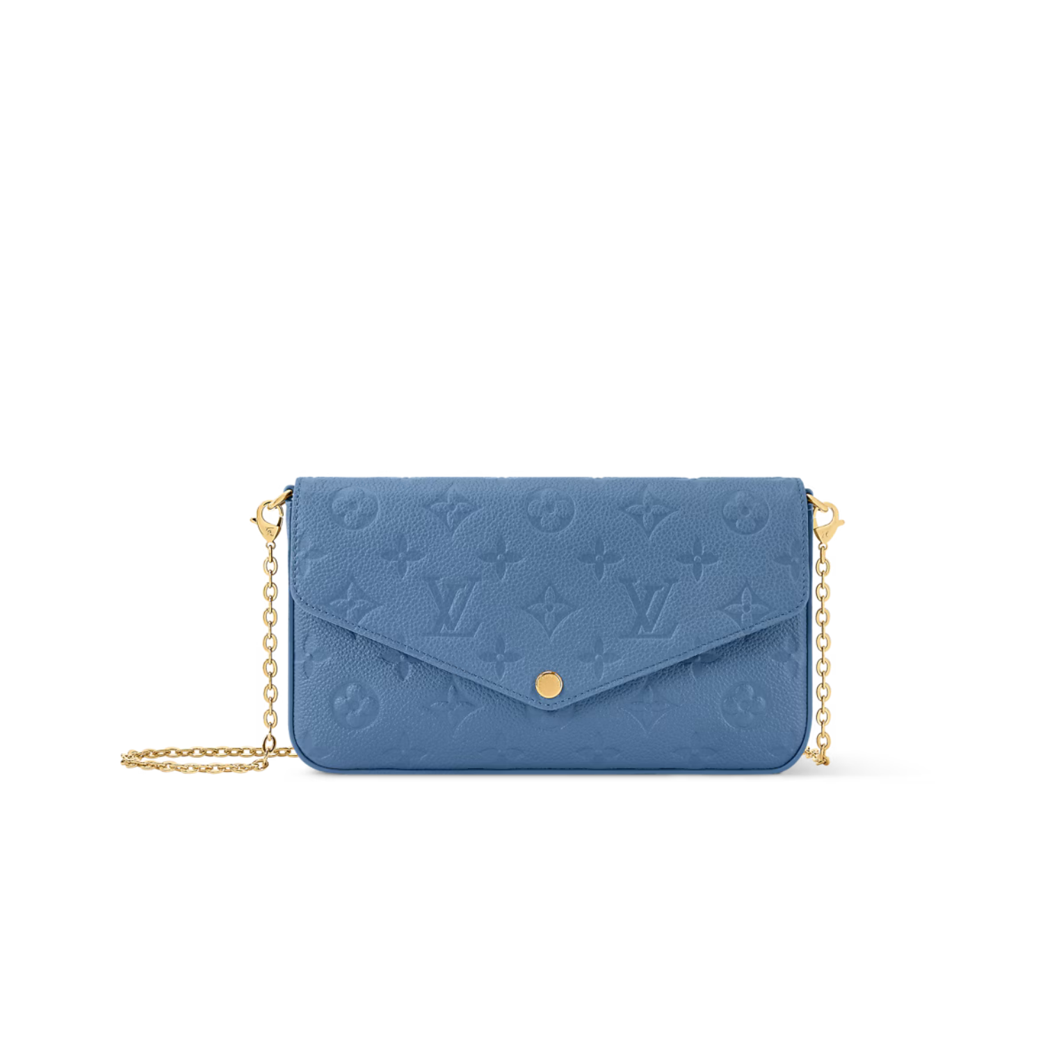 L0vis Vvtt0n Pochette Félicie Crossbody Bag 8.3in/ 21cm Denim Blue Gold Hardware For Women M28891