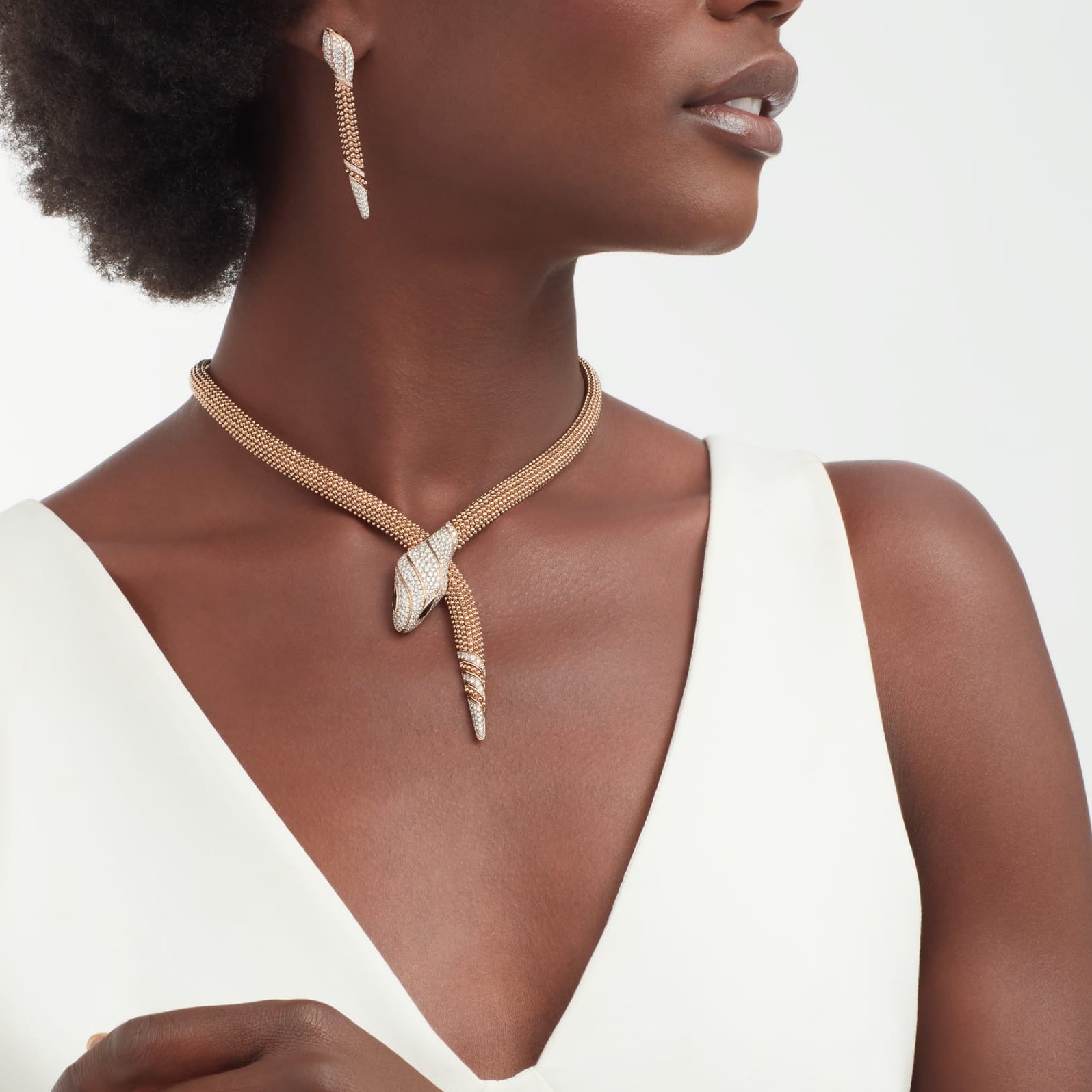 Bv1g*ai Serpenti Earrings For Women Rose Gold Hardware 359387