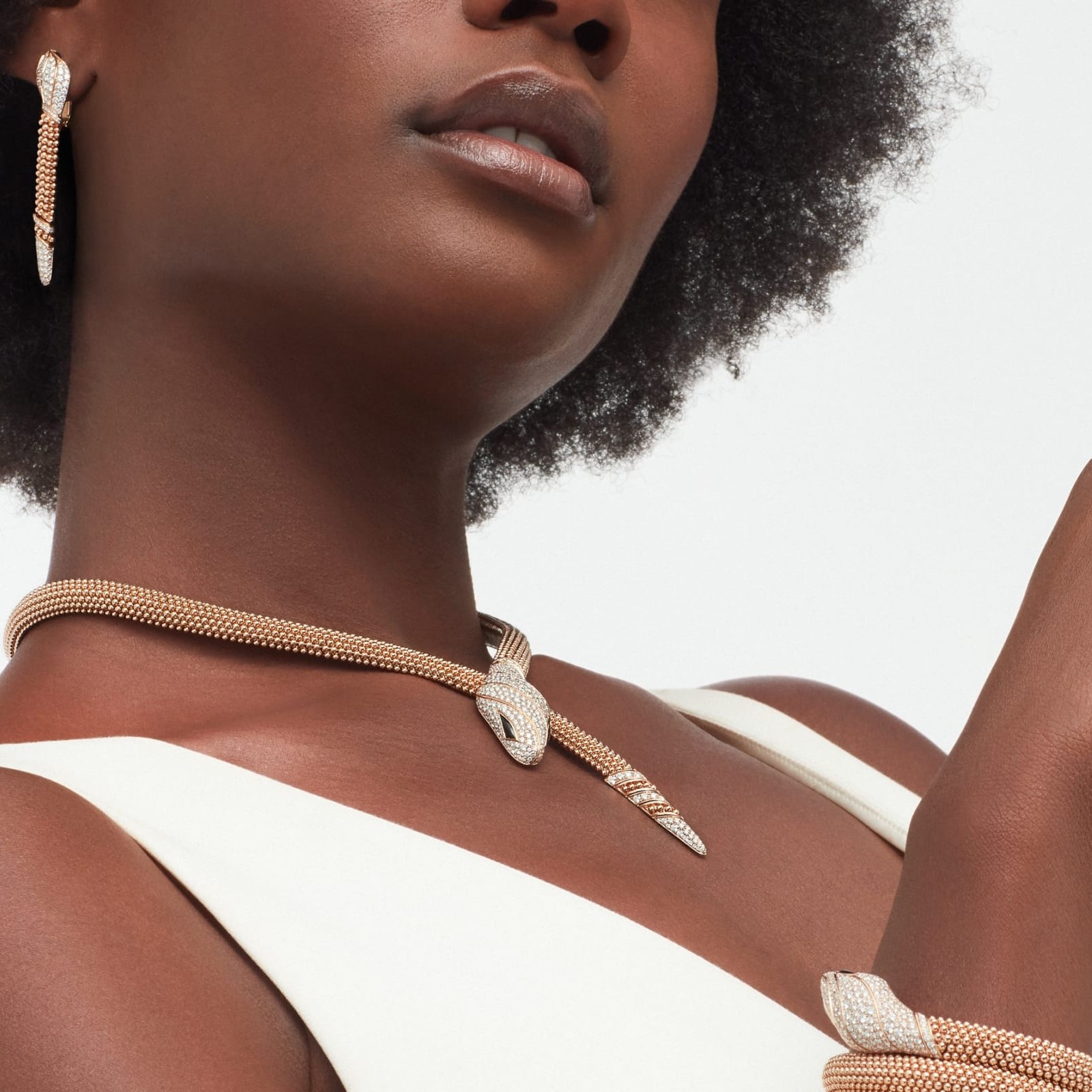 Bv1g*ai Serpenti Earrings For Women Rose Gold Hardware 359387