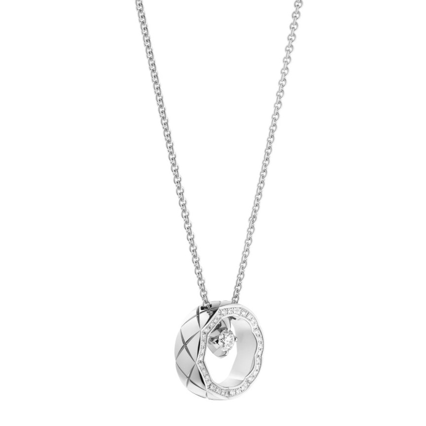 Ch**el Coco Necklace Silver Hardware For Women J13216