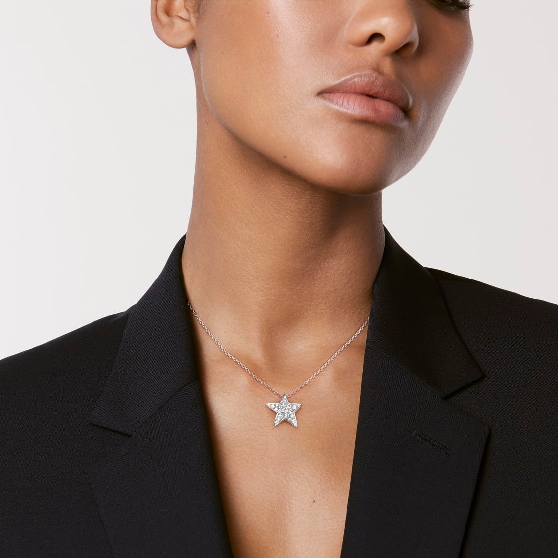 Ch**el Comete Geode Necklace Silver Hardware For Women J0869