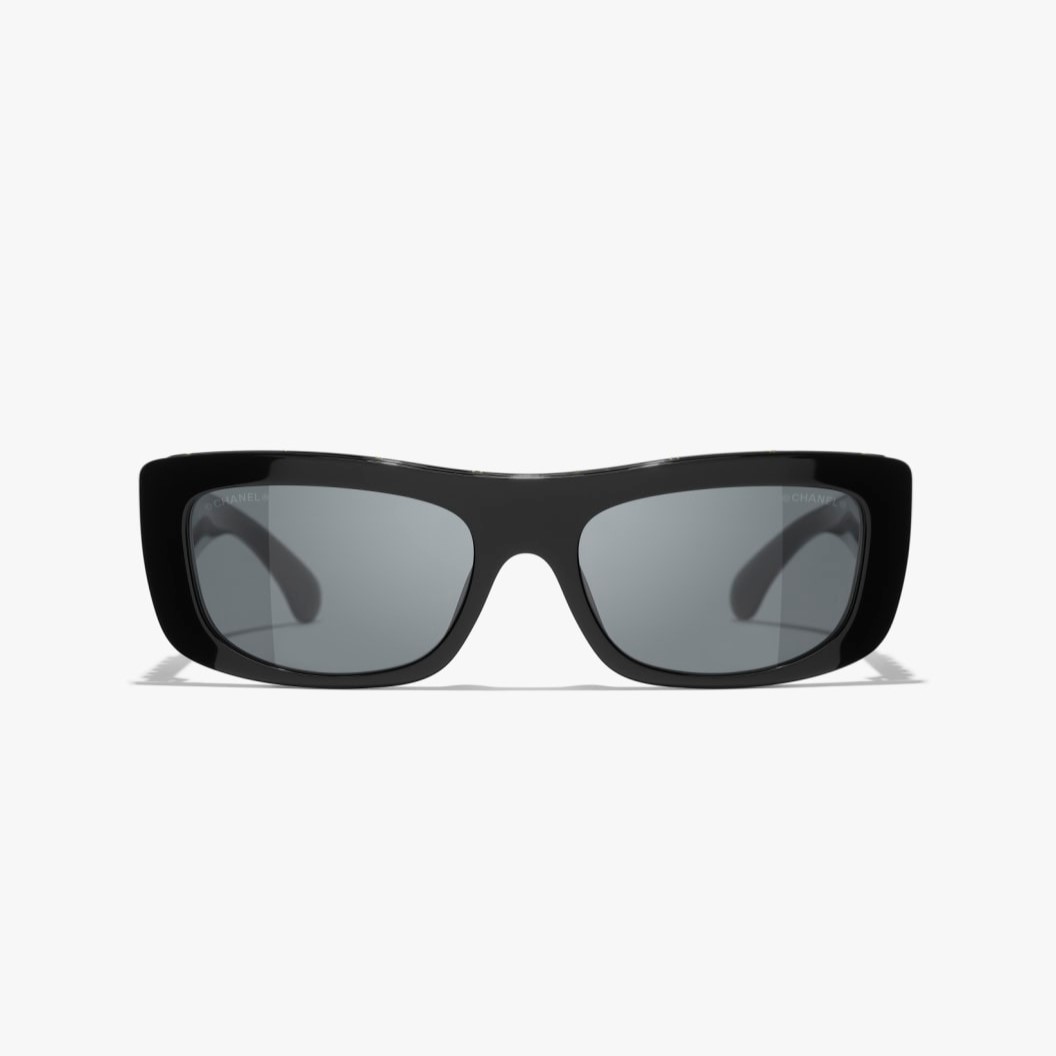 Ch**el Rectangle Sunglasses Black For Women A71760 X08101 S2214