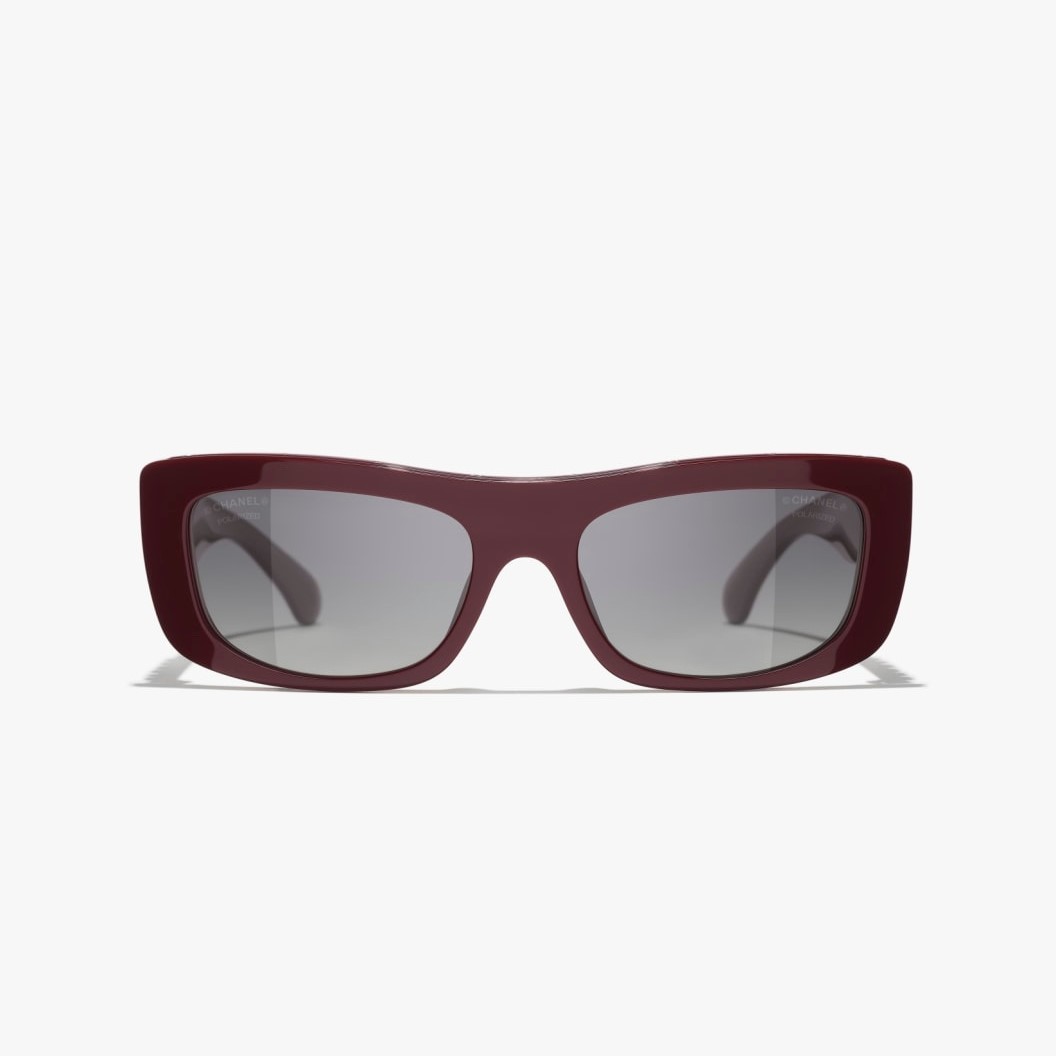 Ch**el Rectangle Sunglasses Burgundy For Women A71760 X02016 S0281