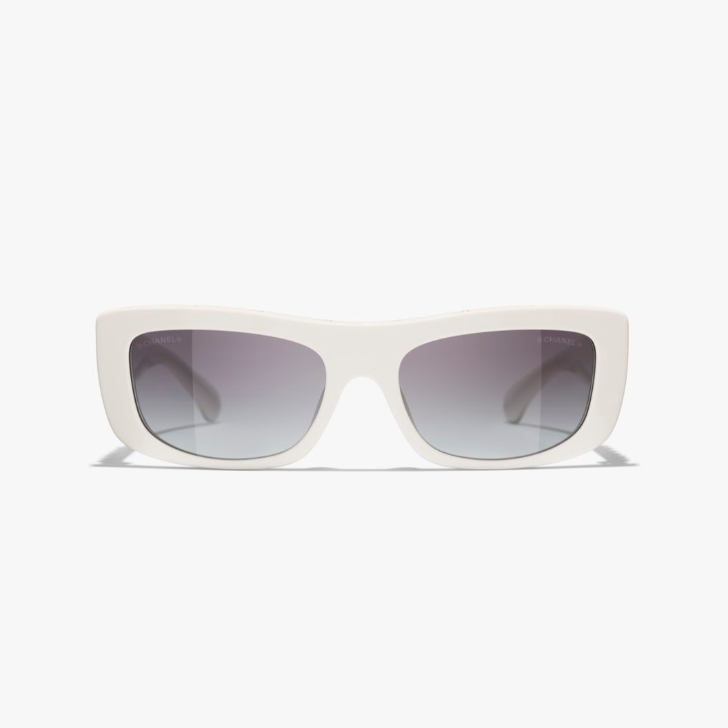 Ch**el Rectangle Sunglasses White For Women A71760 X08101 S2861