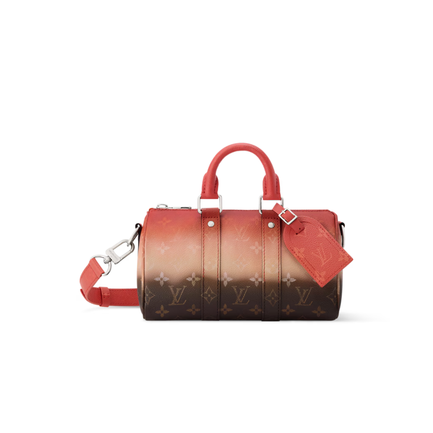 L0vis Vvtt0n Keepall Bandouliere 25 Travel Bag 9.8in/ 25cm Orange Silver Hardware For Men M28074