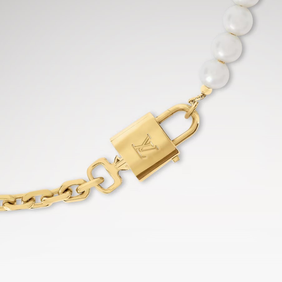 L0vis Vvtt0n Pearlock Necklace Gold Hardware For Women M02977