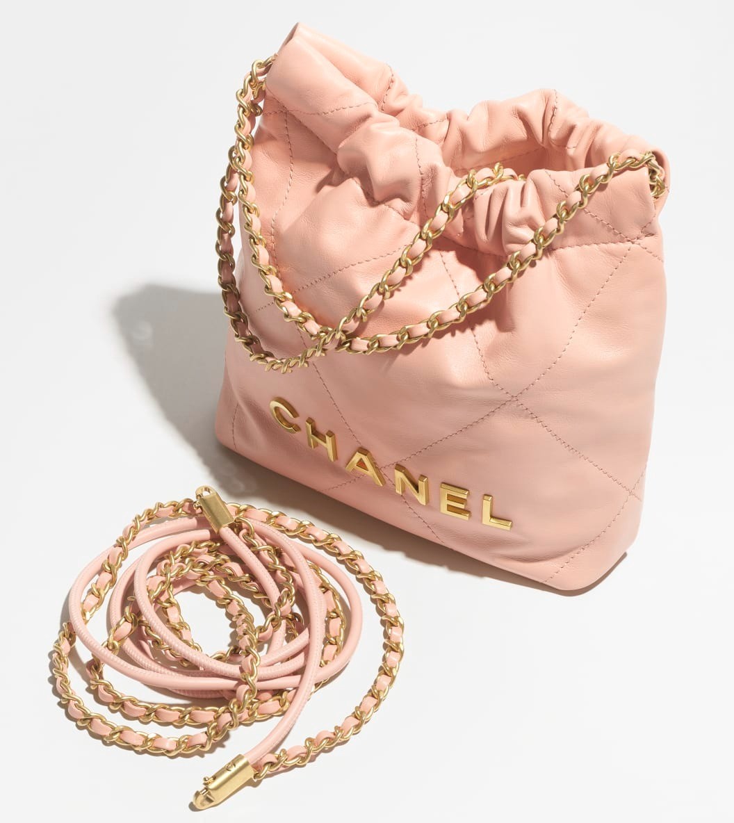 Ch**el 22 Mini Crossbody Bag 8.5in/ 19cm Light Pink Gold Hardware For Women AS3980-B19059-U6543