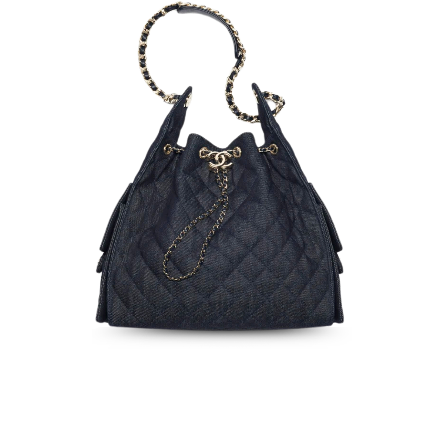 Ch**el 25 Medium Shoulder Bag 11.8in/ 30cm Dark Blue Gold Hardware For Women AS5311-B24037-U9373
