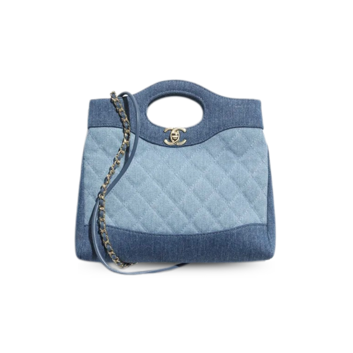 Ch**el 31 Shopping Mini Crossbody Bag 9.1in/ 23cm Blue Gold Hardware For Women AS4133-B23555-U7721