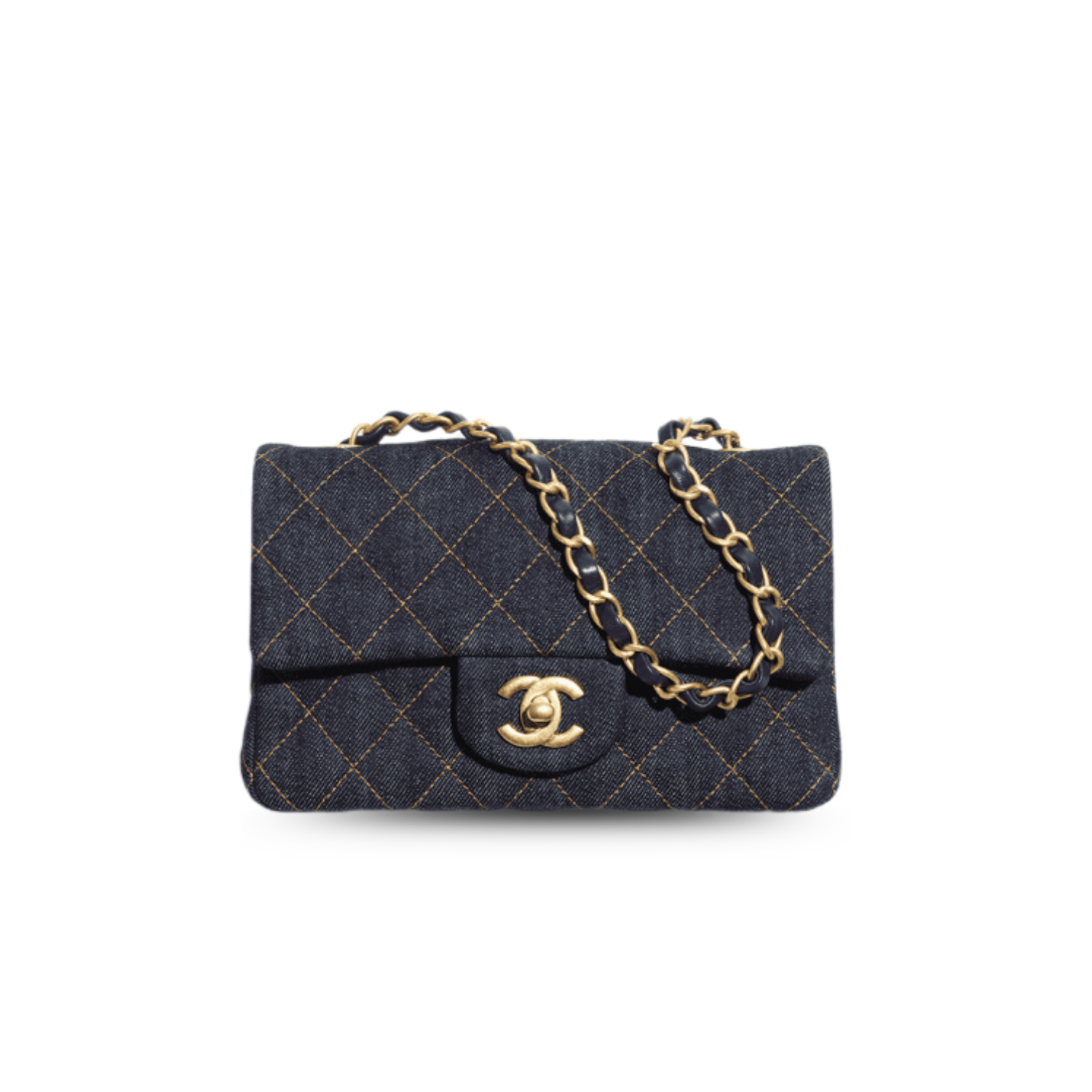 Ch**el Classic Mini Crossbody Bag 7.9in/ 20cm Dark Blue Gold Hardware For Women A69900-B23660-U7663