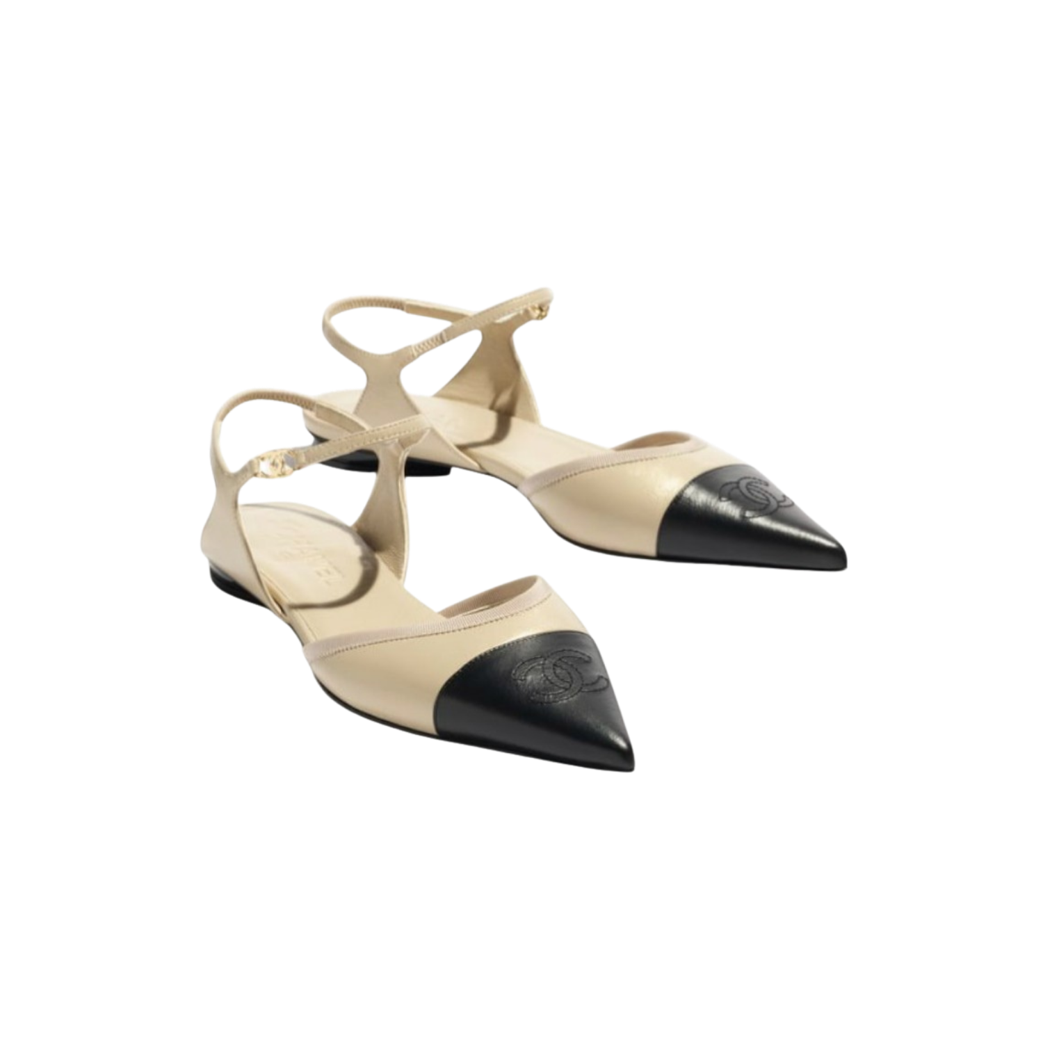 Ch**el Slingbacks Beige/ Black For Women G47083-B23427-U7319