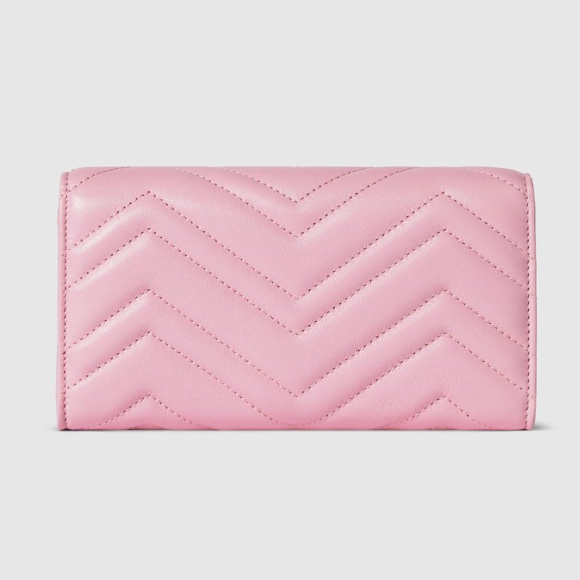 Gvc*1 GG Marmont Continental Wallet For Women 7.5in/ 19cm Light Pink Gold Hardware ‎443436 AAGJE 5825