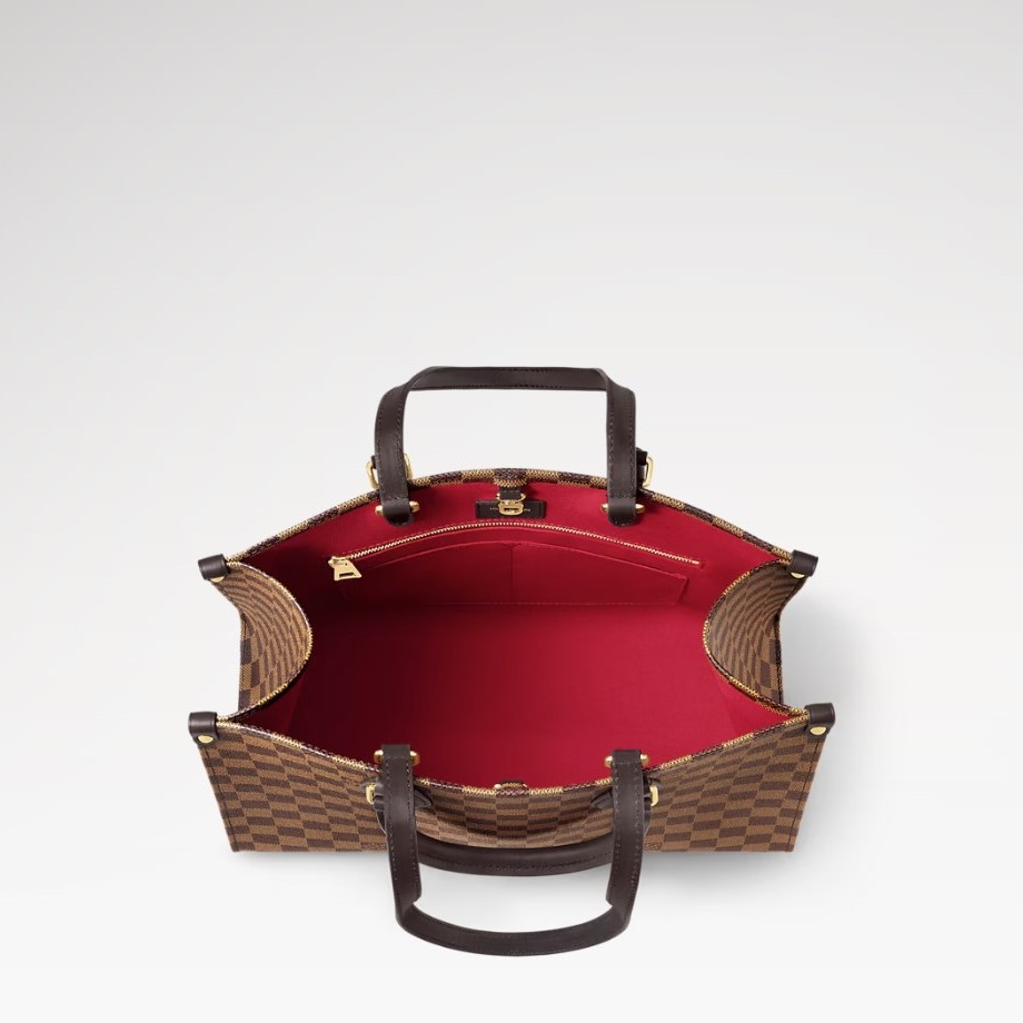 L0vis Vvtt0n OnTheGo MM Tote Bag 13.8in/ 35cm Damier Ebene Gold Hardware For Women N00065