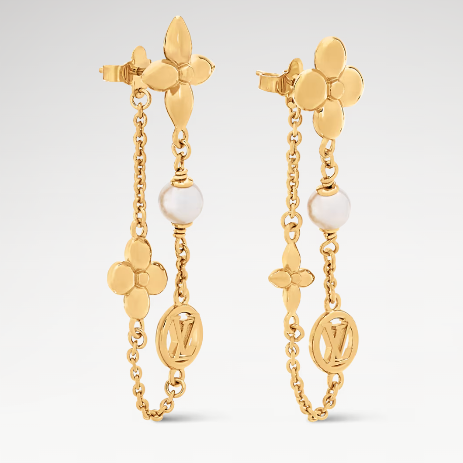 L0vis Vvtt0n Pearl Constellations Earrings White Gold Hardware For Women M03530