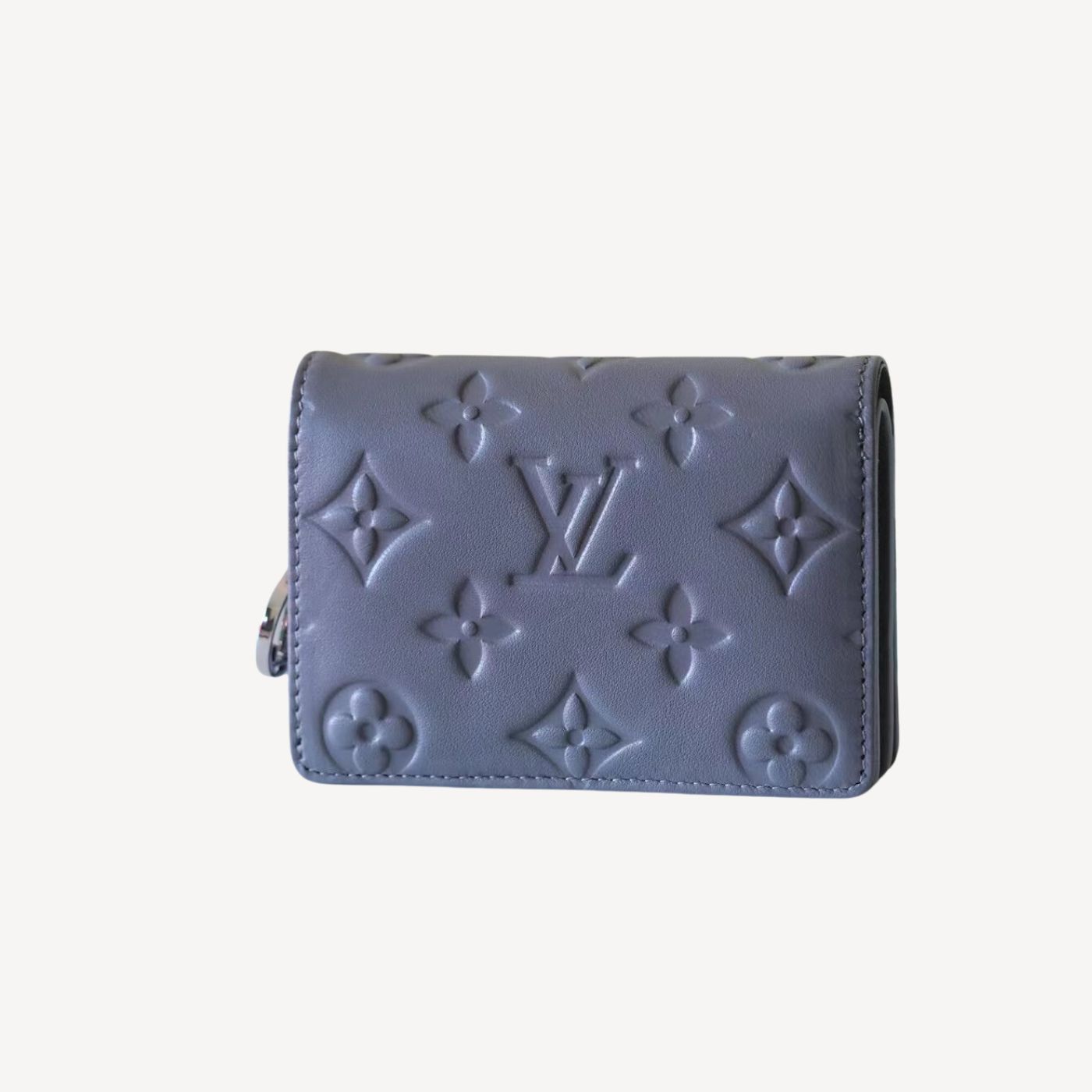 Lou Wallet Monogram Embossed Grey For Women 4.3in/11cm