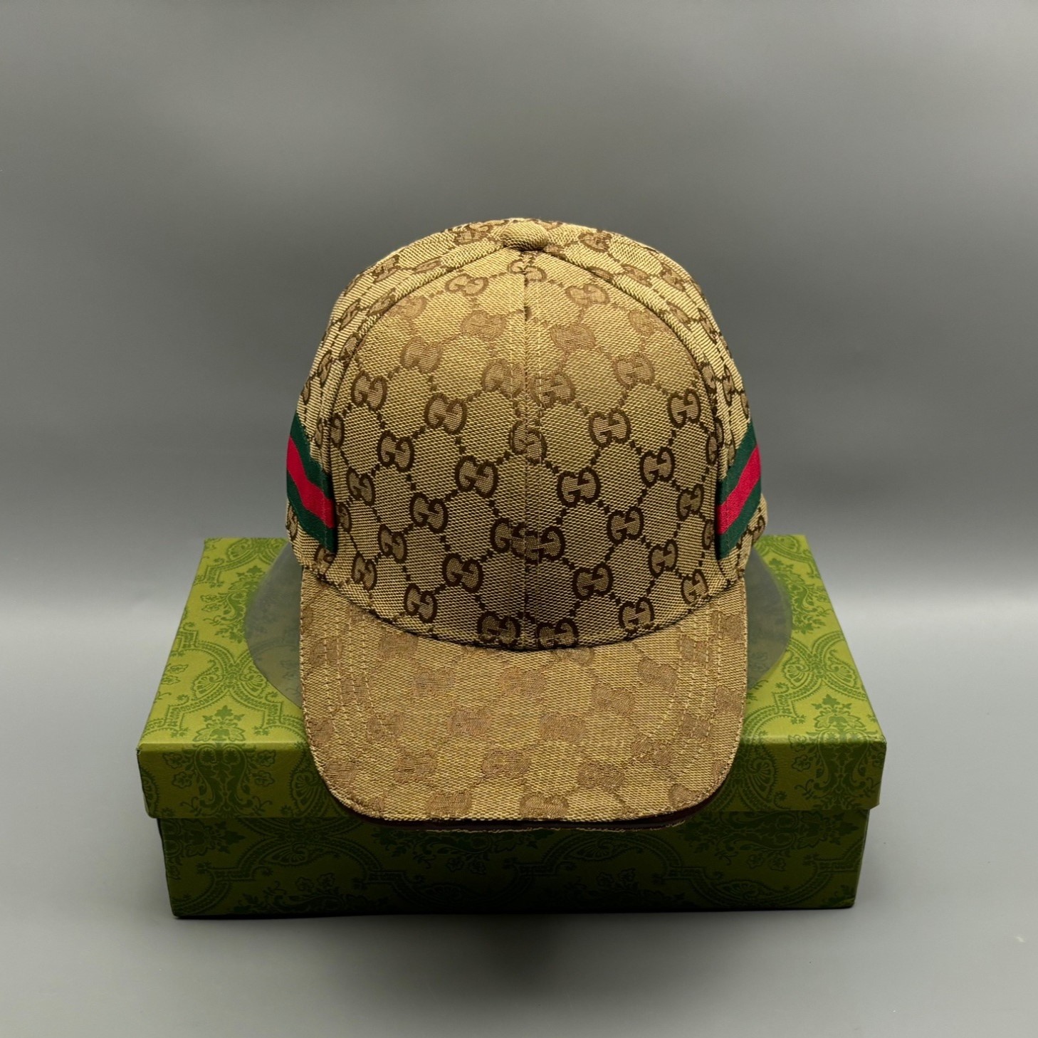 Gvc*1 Original GG Canvas Baseball Hat With Web Beige GG Hat