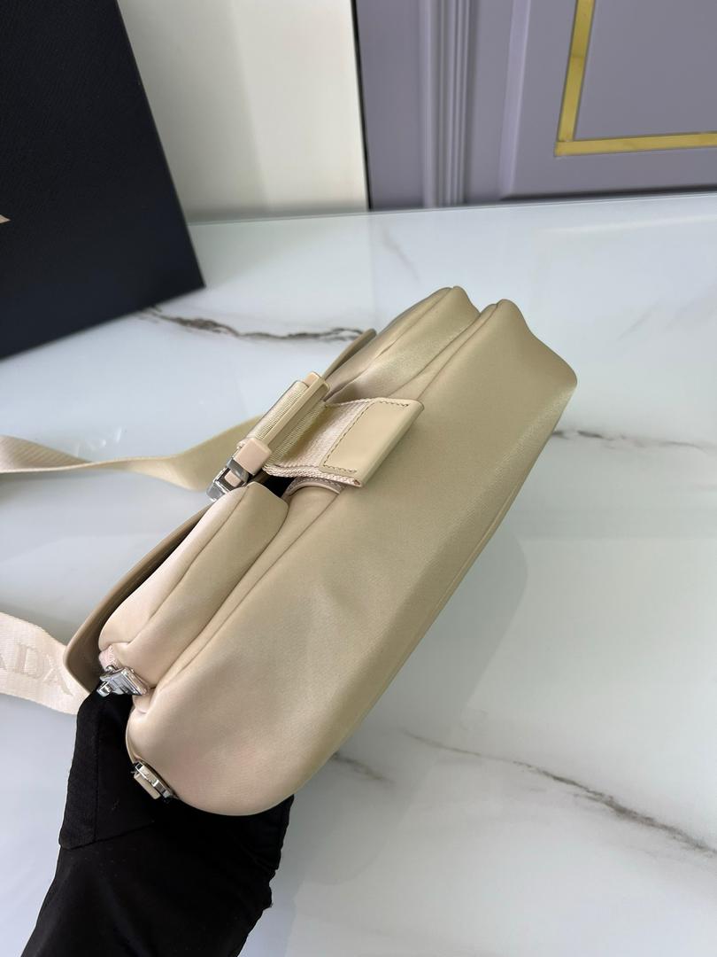 Pra*a Pocket Nylon And Brushed Bag Beige For Women, Women’s Bags 9in/23cm 1BD295_789_F0F24_V_BFO