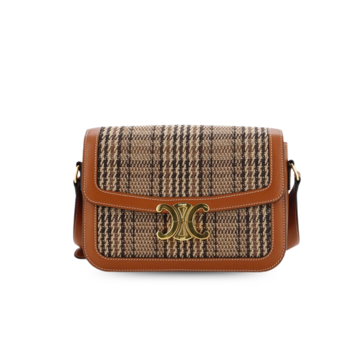 Ce1i*e Teen Triomphe Check Bag Brown For Women‎ 7in/18.5cm