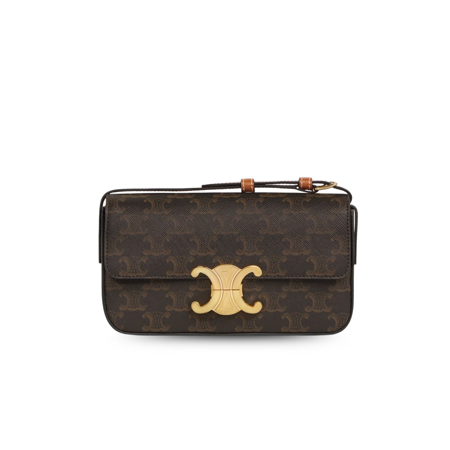 Ce1i*e Triomphe Shoulder Bag In Canvas Brown/ Light Yellow/White For Women‎ 8in/20cm 194142CUZ.04LU