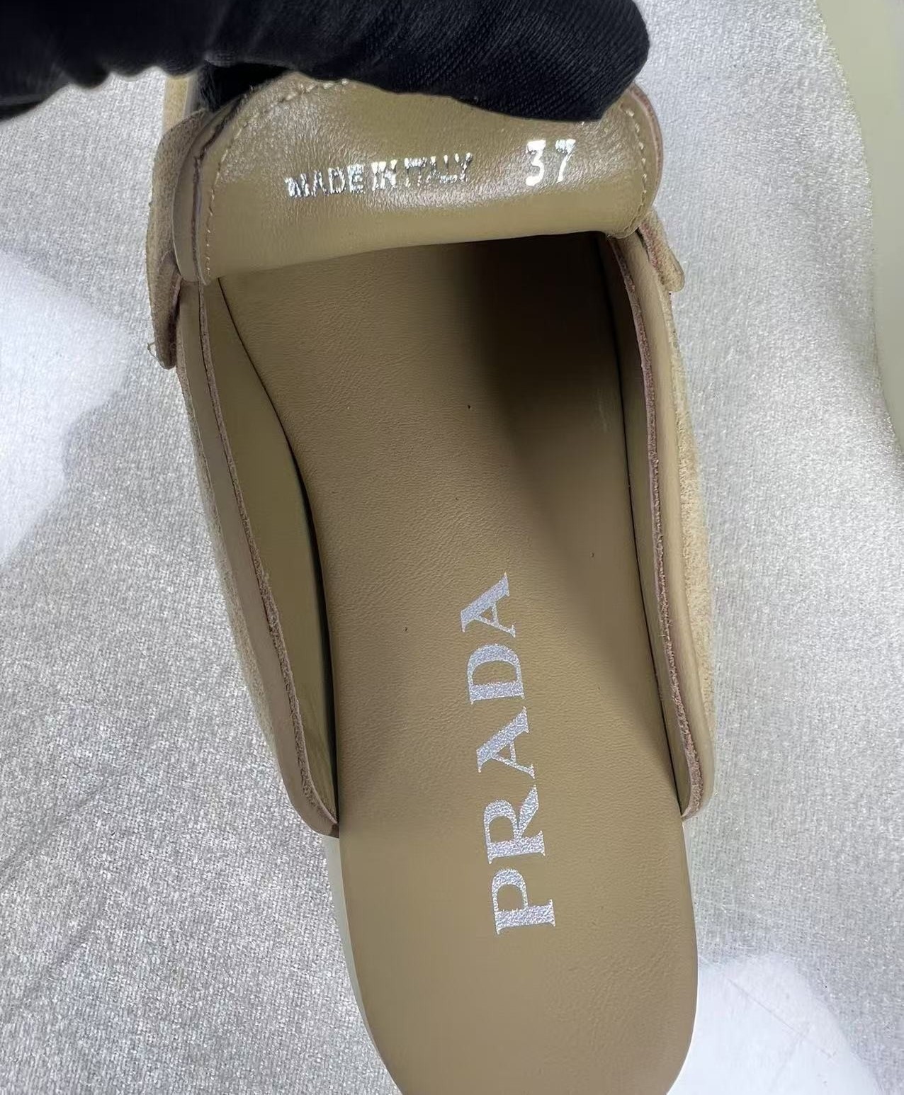 Pra*a Brushed Sabots Dark Beige For Women