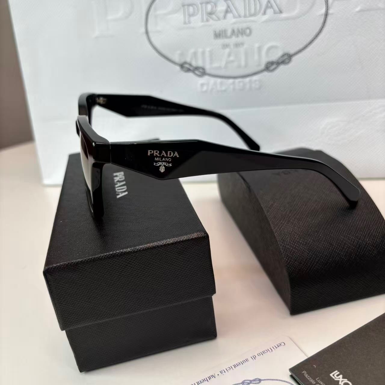 Pra*a Sunglasses Squares Gradient Black For Women