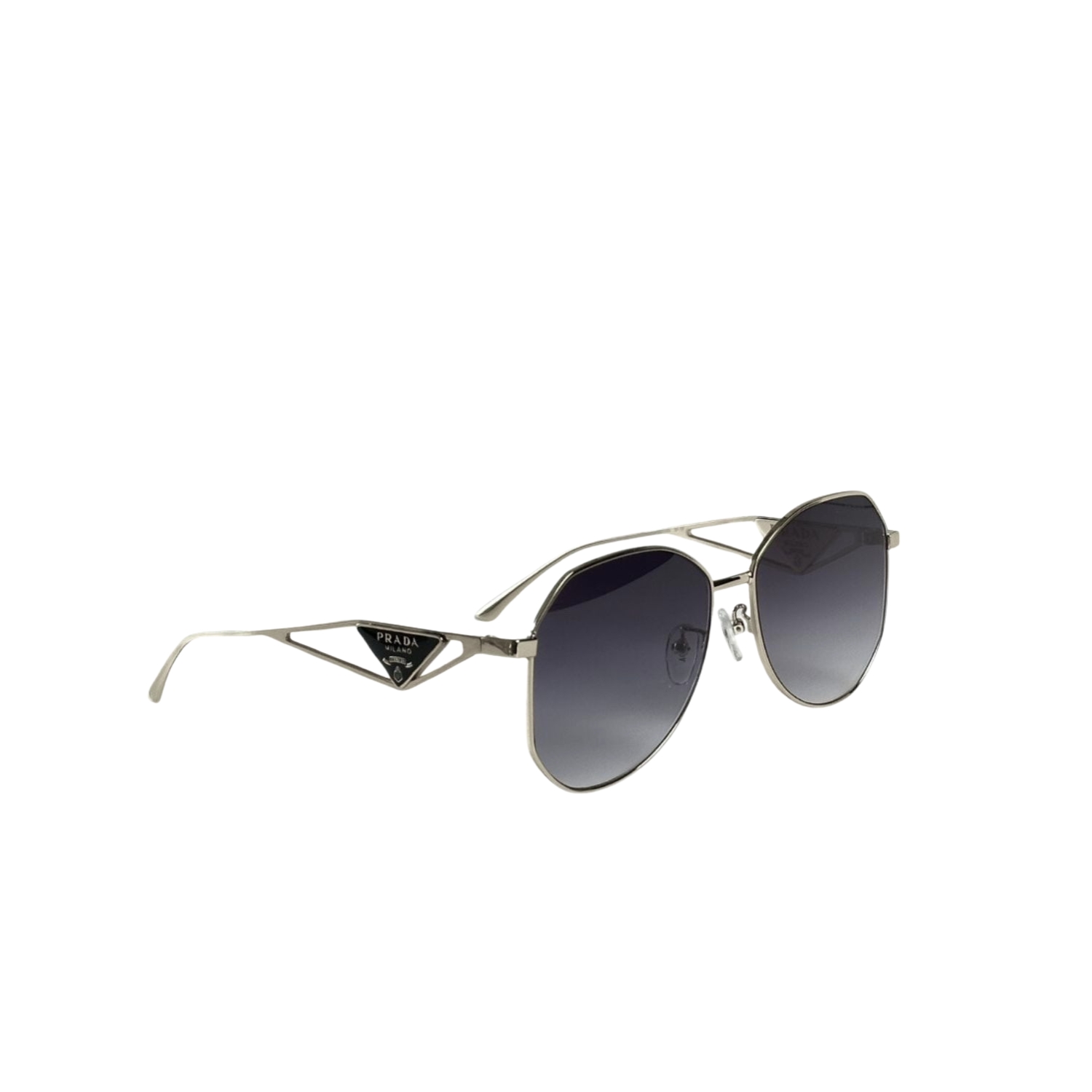 Pra*a Sunglasses With Triangle Logo Silver For Women