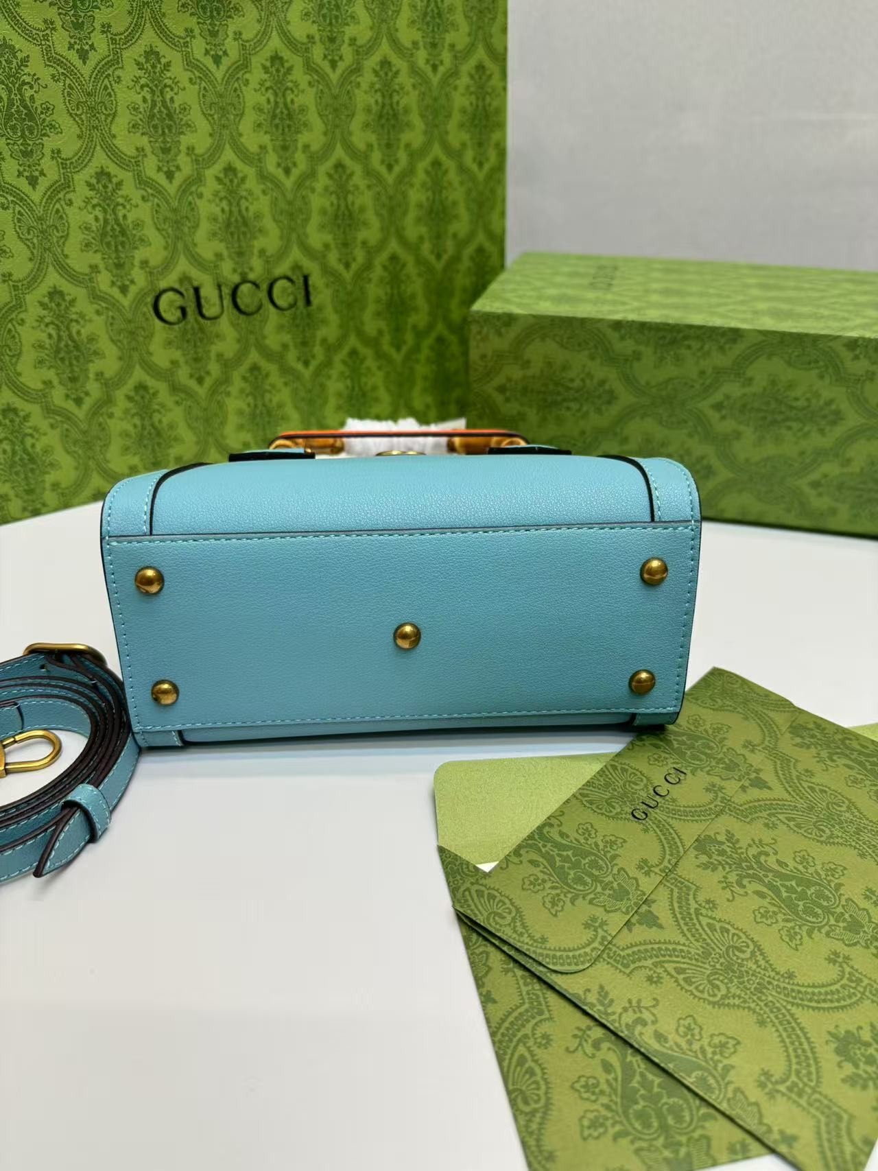 Gvc*1 Diana Mini Tote Bag Light Blue For Women, Women’s Bags 7.9in/20cm GG ‎702732 U3ZDT 4377