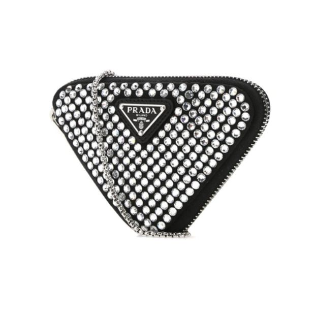 Pra*a Mini- Pouch With Artificial Crystals Bag Black For Women 3.9 in/ 10 cm 1NR005_2AWL_F0T7O