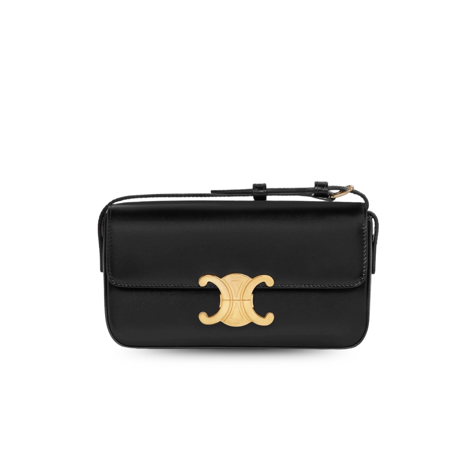 Ce1i*e Triomphe Shoulder Bag In Shiny Black For Women‎ 8in/20cm 194143BF4.38NO