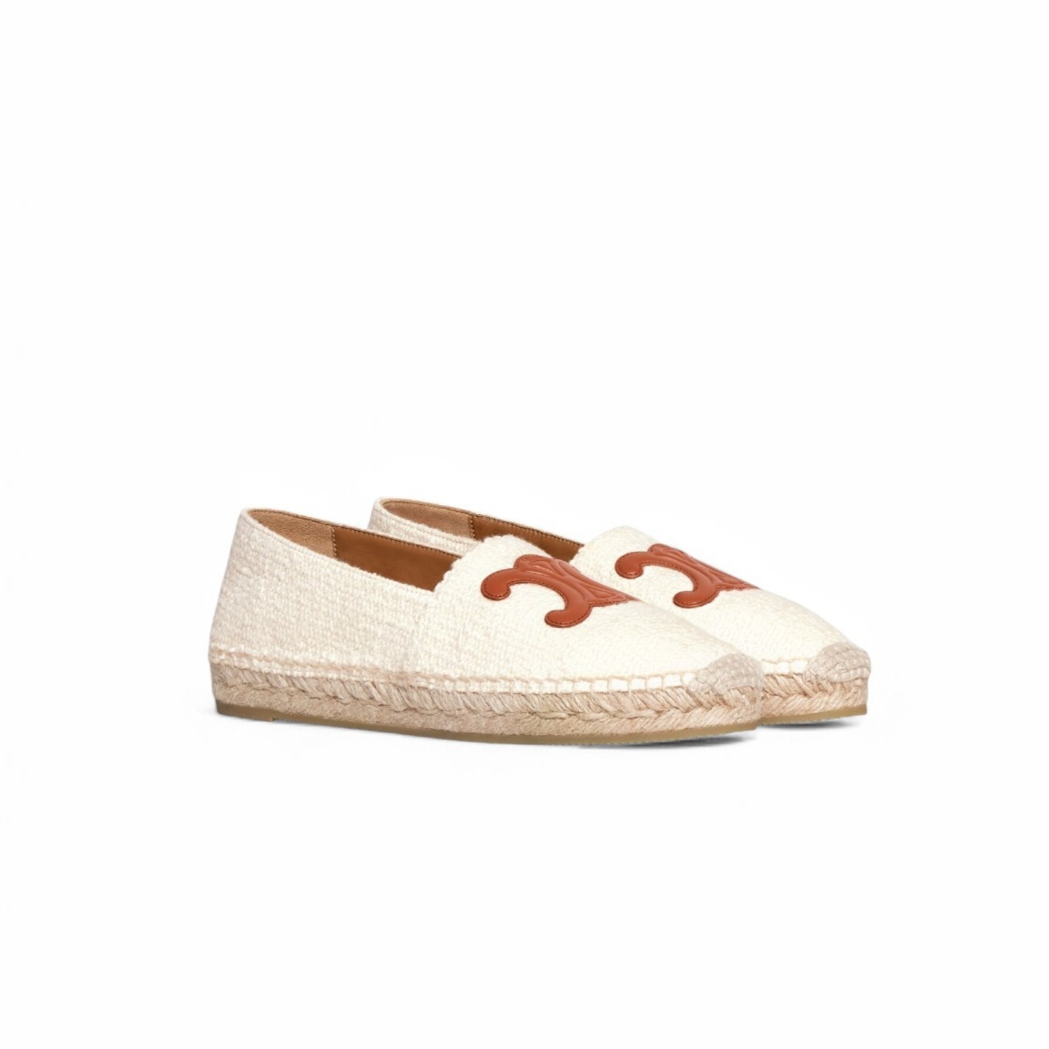 Ce1i*e Flat Espadrille With Triomphe Patch Signature In Tweed White For Women 354432278C.01CR