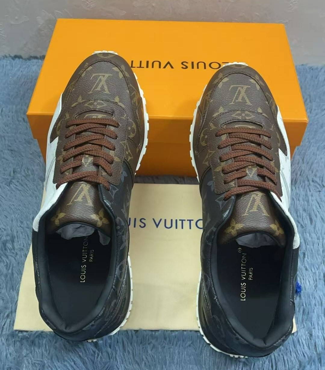 L0vis Vvtt0n Run Away Sneaker Monogram Canvas Black/White/Brown For Men LV