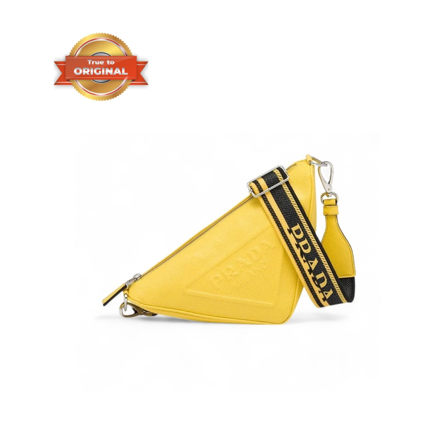 [True-to-ORIGINAL] Pra*a Saffiano Triangle Bag Yellow For Women, Women’s Bags 11in/28cm 2VH155_2FAD_F0377_V_OOO