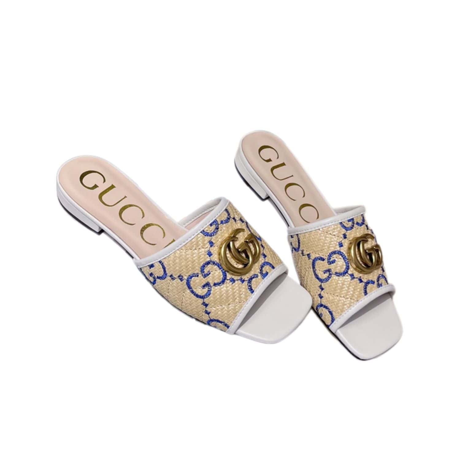 Gvc*1 Women’s GG Raffia Effect Slide White For Women GG