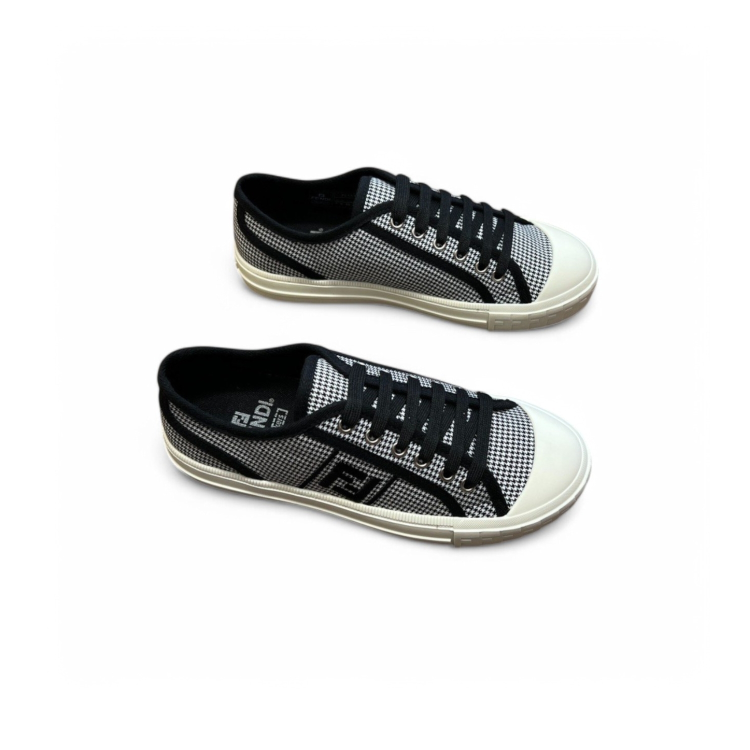 F**di FD Domino Fabric Low-Tops Sneakers Black For Men 7E1553AKX2F1DVL