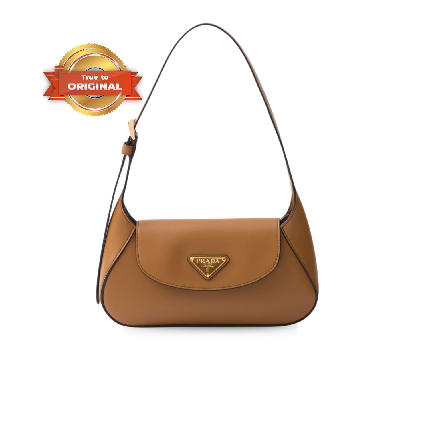 [True-to-ORIGINAL] Pra*a Small Shoulder Bag Brown For Women 9,8in/25cm