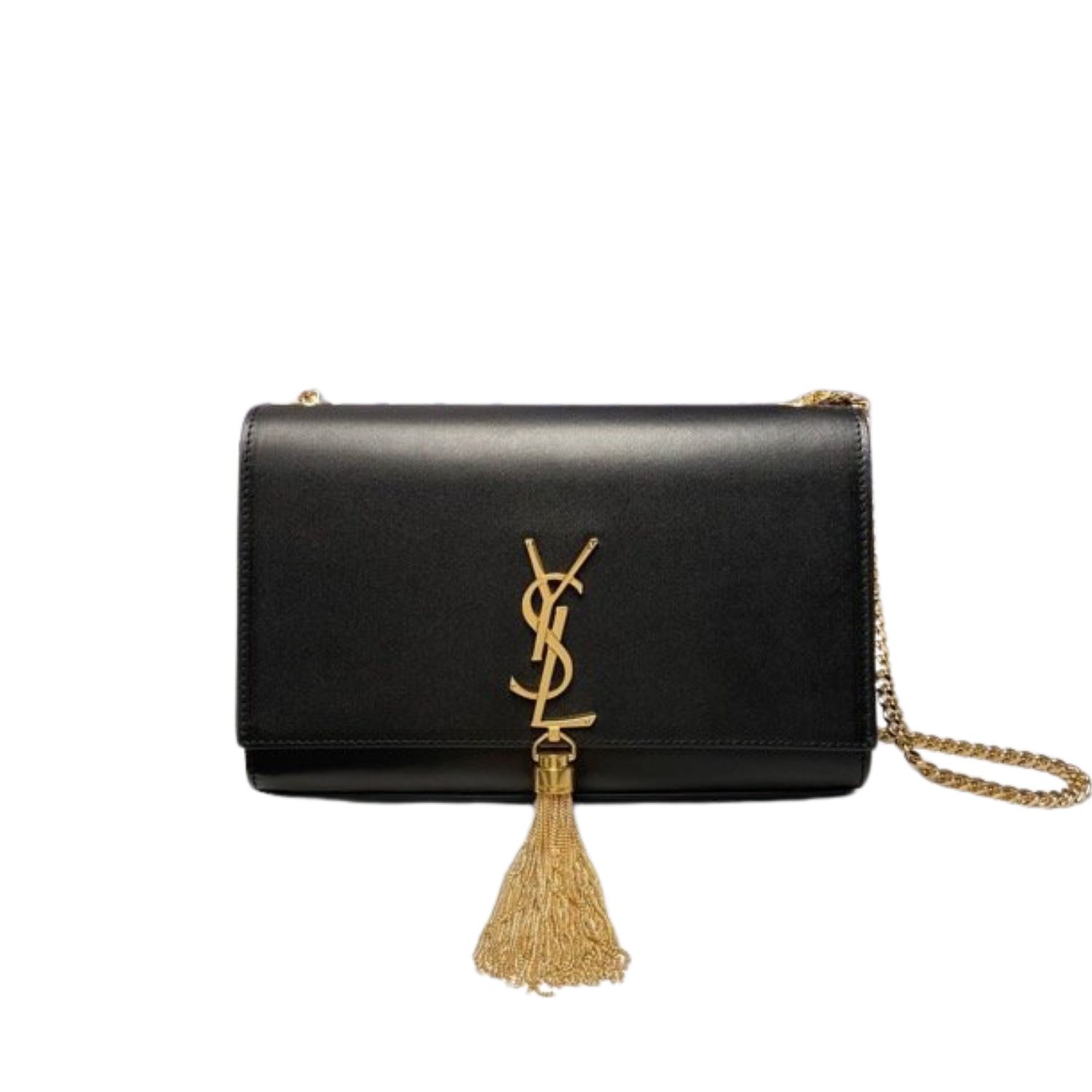Sa1nt Lau*nt Kate Medium Chain Bag With Tassel In Grain De Poudre Black For Women 9.4in/24cm Y51 354119BOW0J1000