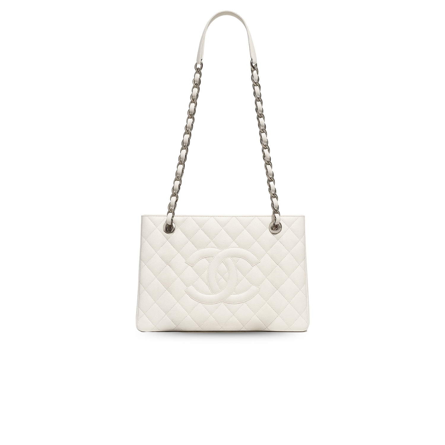 Ch**el Chain Tote Shoulder Bag White For Women 13in / 33cm A50995