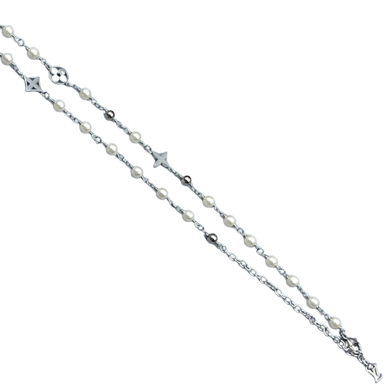 L0vis Vvtt0n Pearls Necklace Silver For Men 43cm/17in