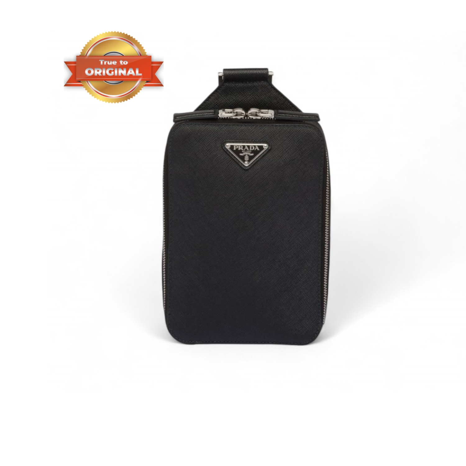 [True-to-ORIGINAL] Pra*a Leather Shoulder Bag Black For Men 5.5in/14cm 2VZ106_9Z2_F0002_V_OOO