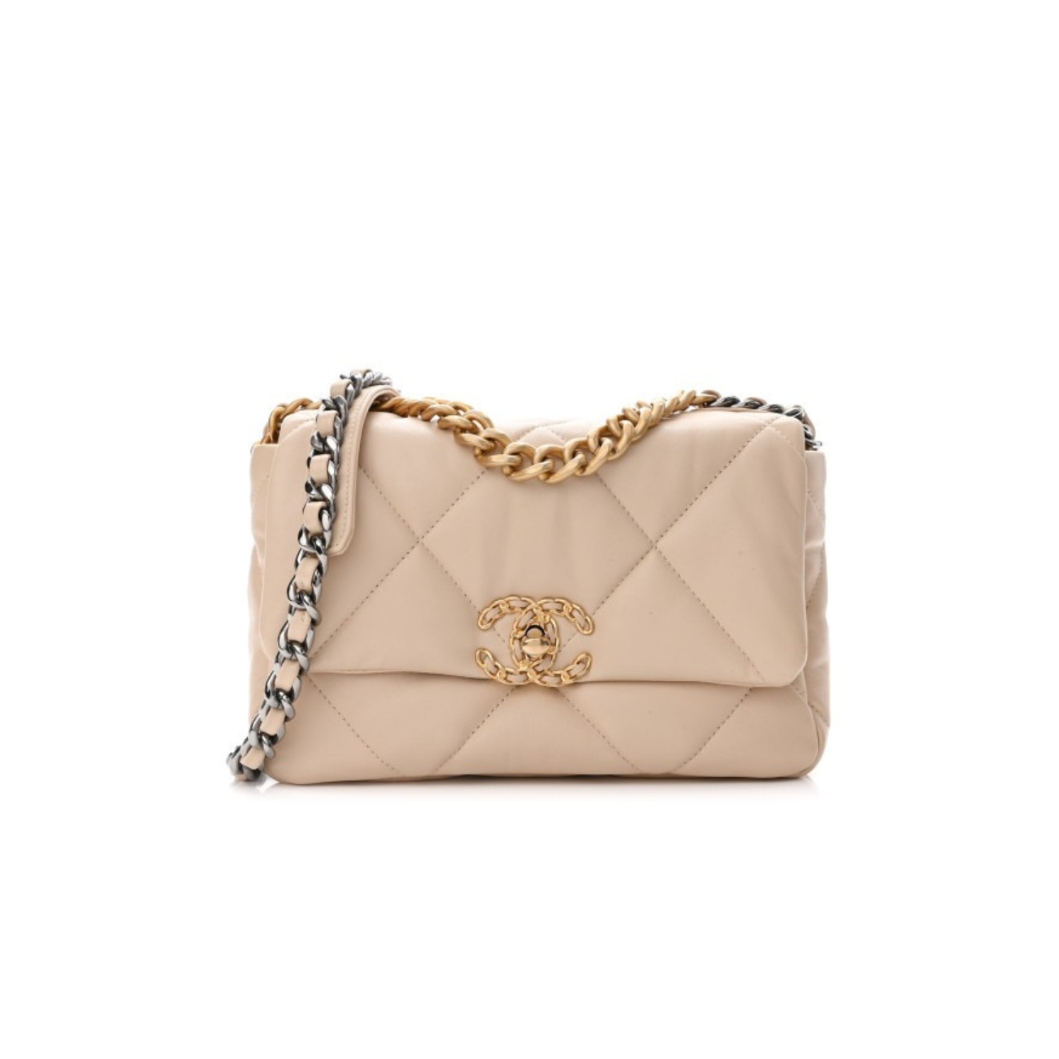 Ch**el 19 Flap Bag Beige For Women 10.1in/26cm