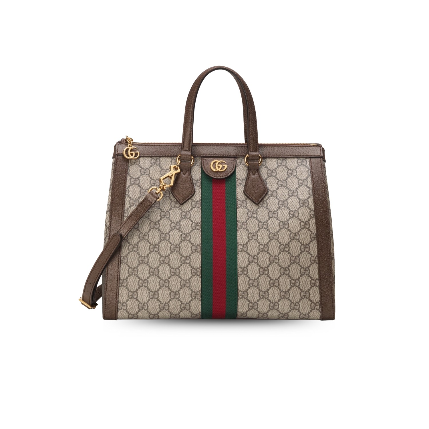 Gvc*1 Ophidia GG Medium Tote Bag Beige/Ebony GG Svp*me Canvas With Brown For Women 13in/33cm GG 524537 K05NB 8745