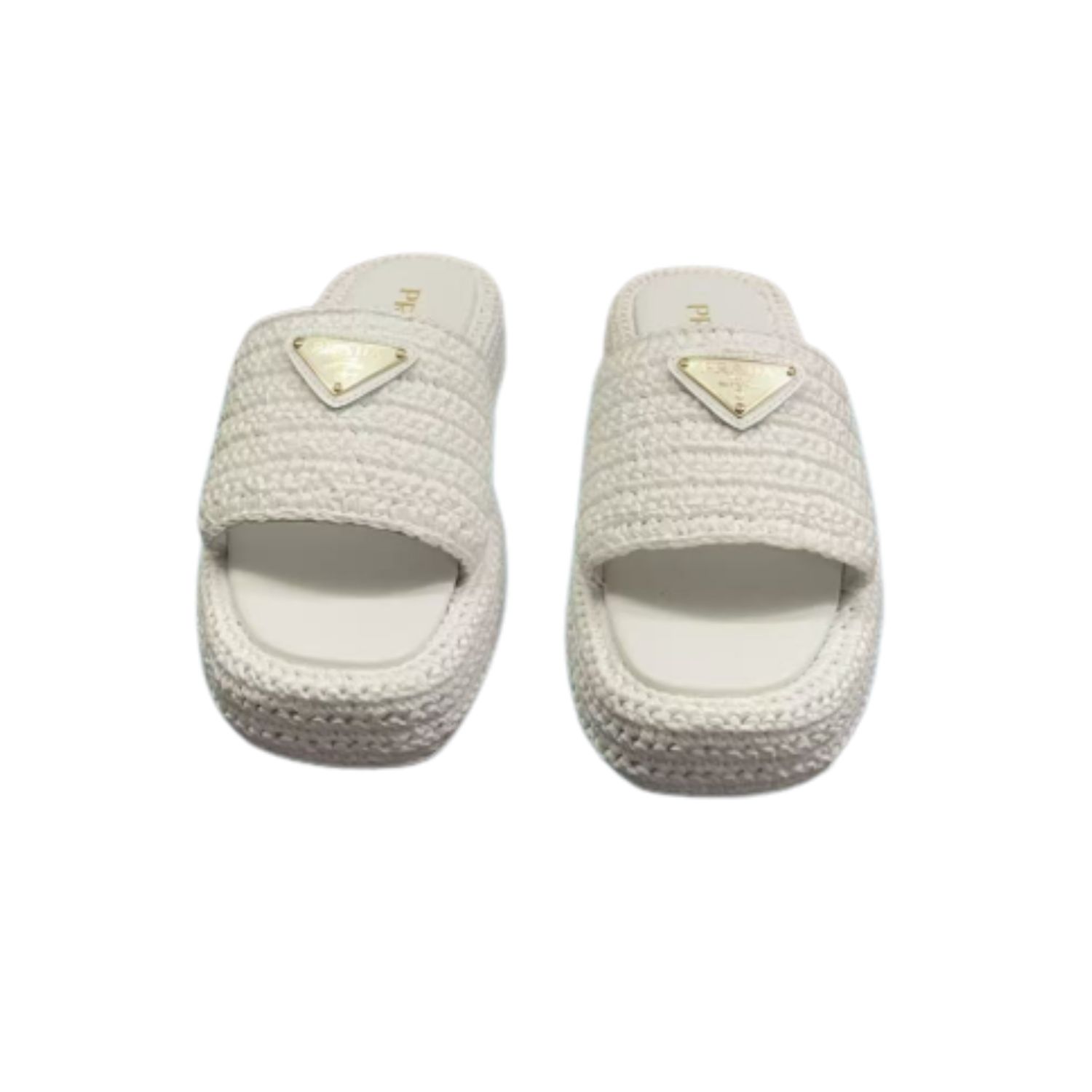 Pra*a Crochet Flatform Slides White For Women
