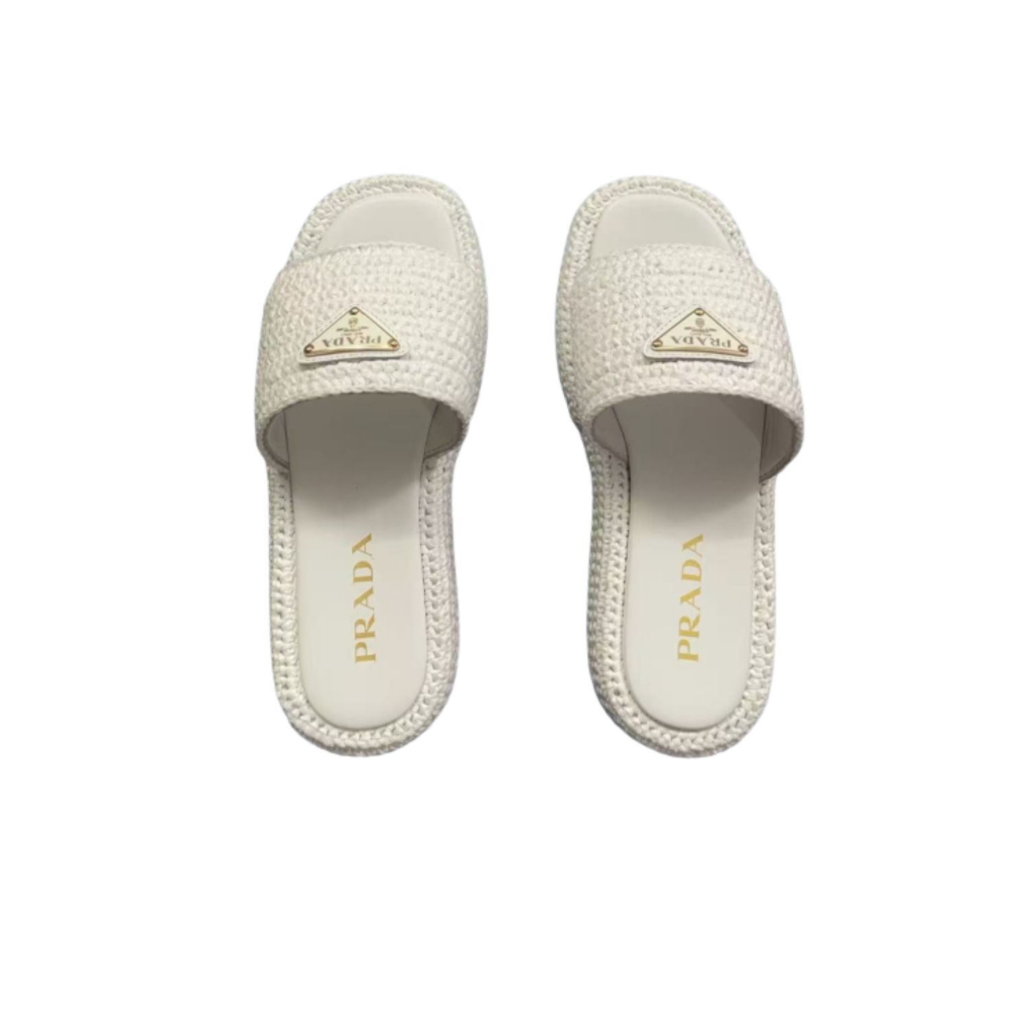 Pra*a Crochet Flatform Slides White For Women