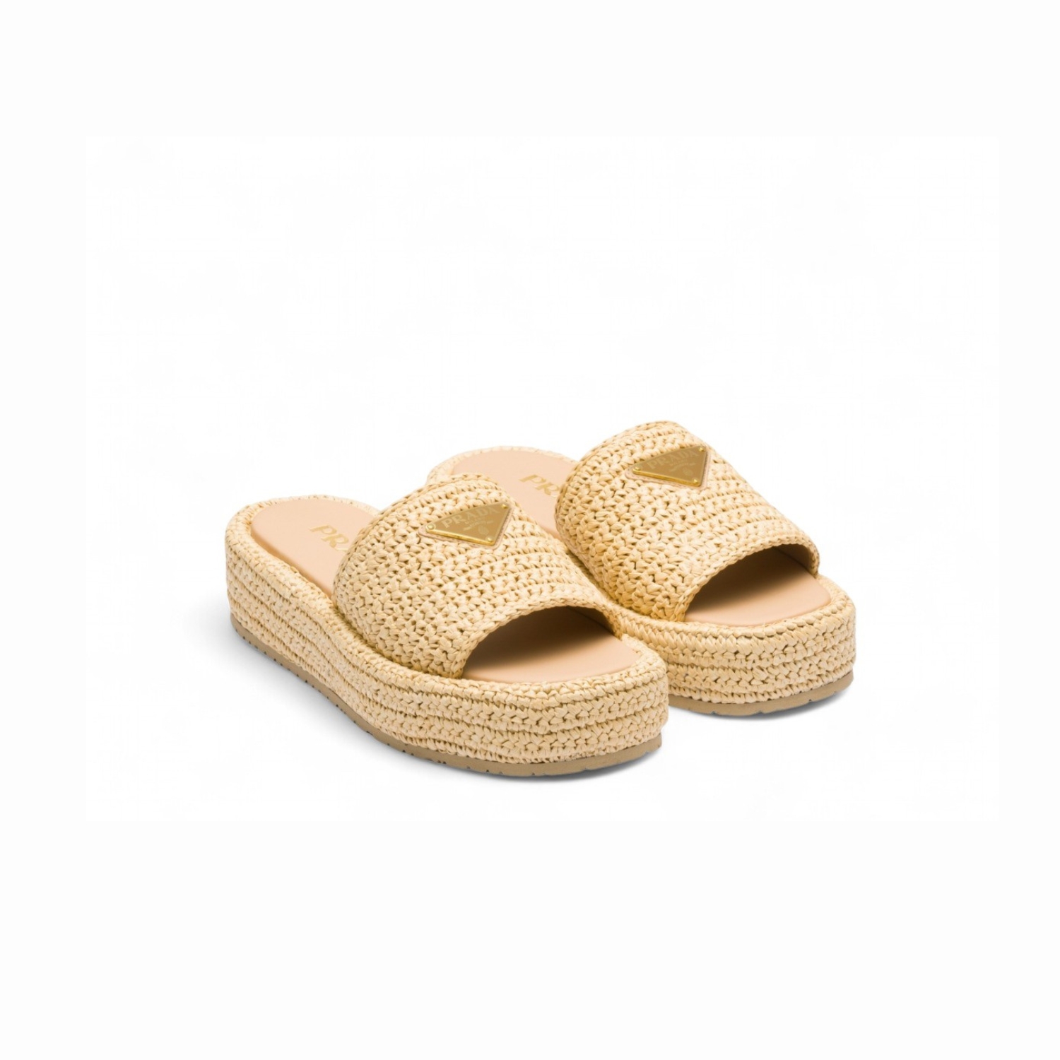 Pra*a Crochet Flatform Slides Brown For Women