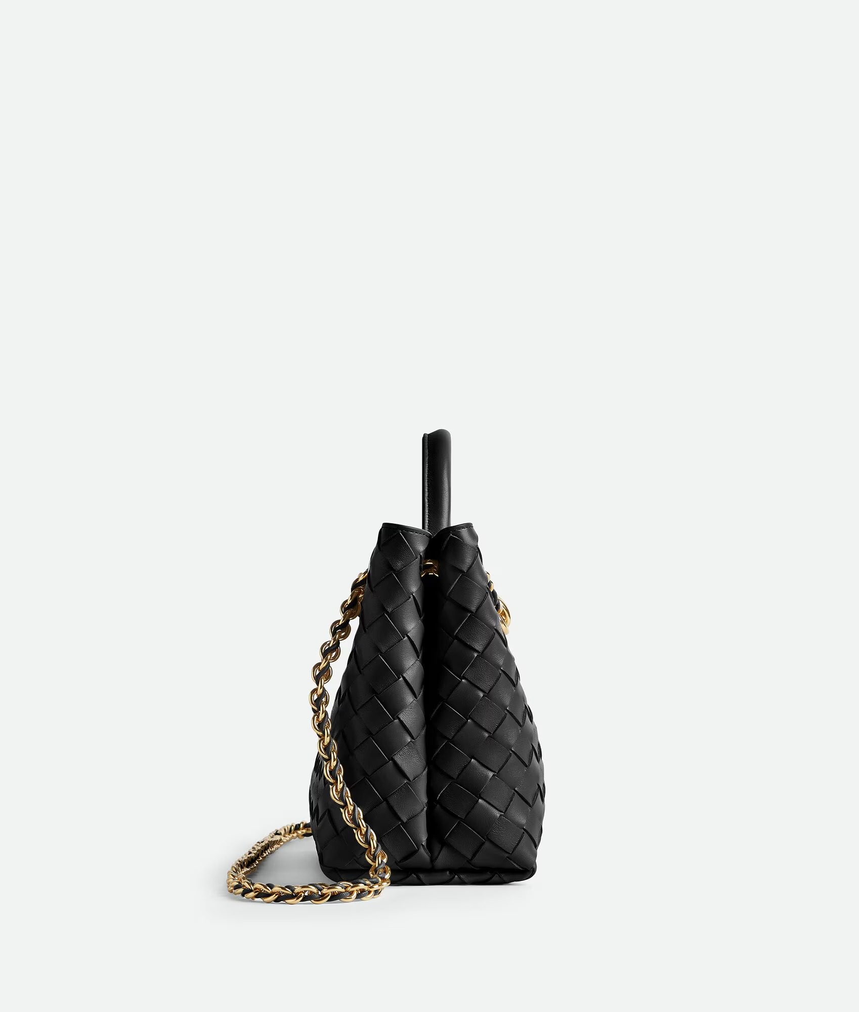 [True-to-ORIGINAL] B0tt*ga Ven*ta Small Andiamo With Chain Bag Black 25cm/9.8in – 786008VCPP11019
