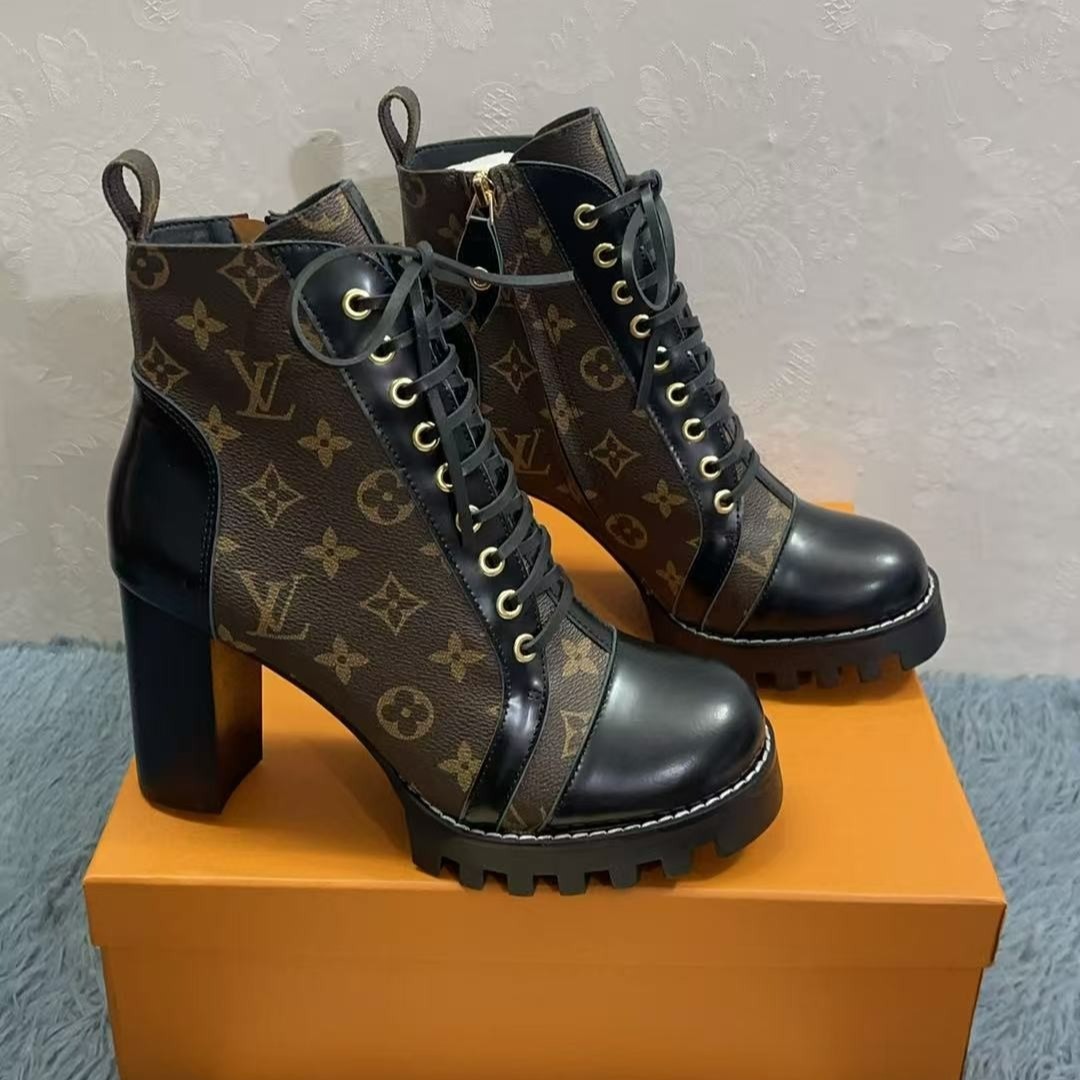 L0vis Vvtt0n Star Trail Ankle Boots Patent Monogram Material Black For Women 1A2Y7P