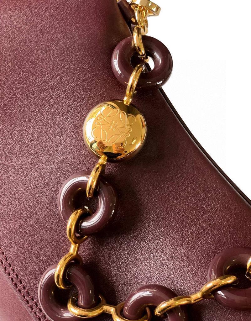 [True-to-ORIGINAL] L0ew* Medium Ola Bag Dark Burgundy For Women 26cm/10.2in AP22P22X07