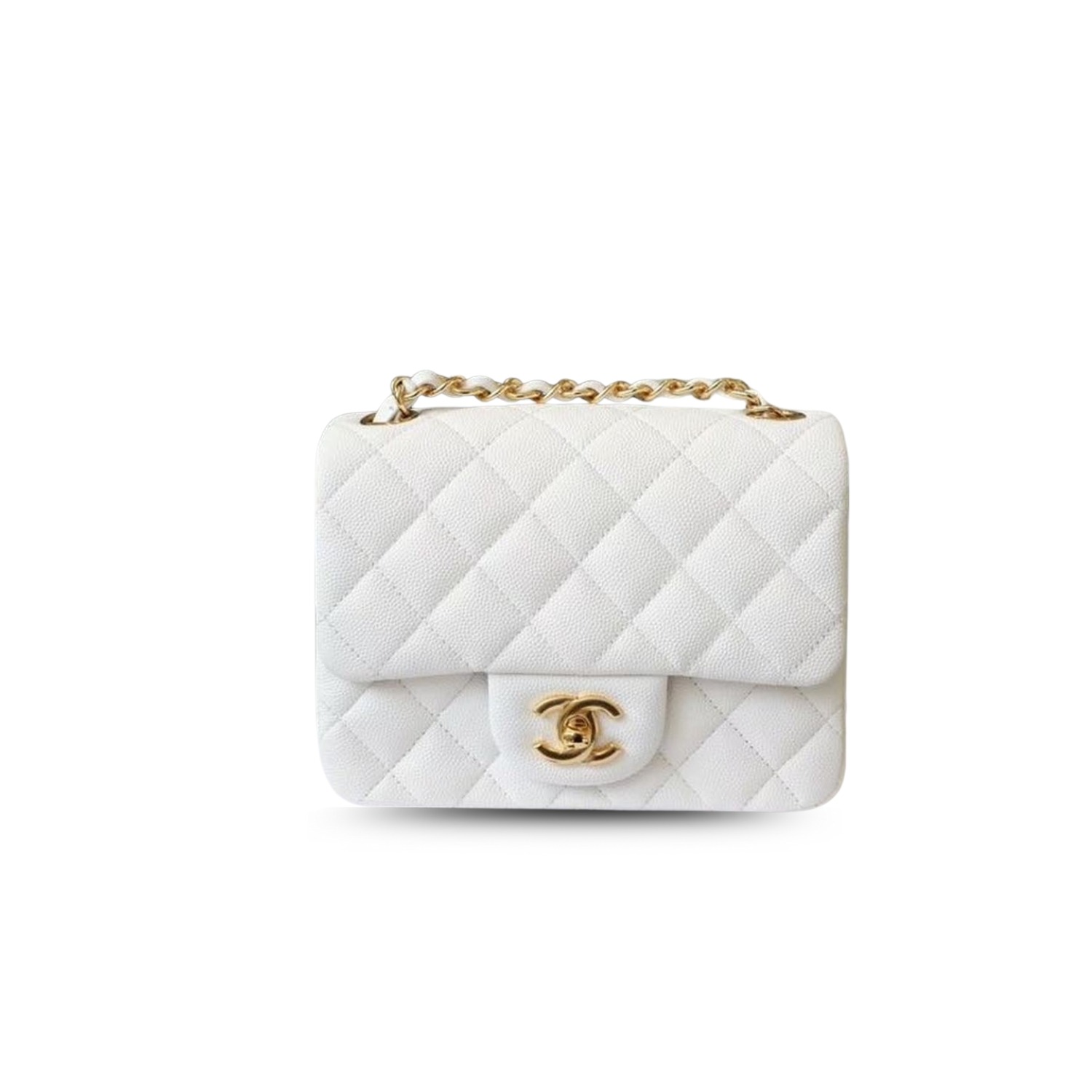 Ch**el Classic Mini Flap Bag Golden Hardware White For Women 6.6in/17cm A35200