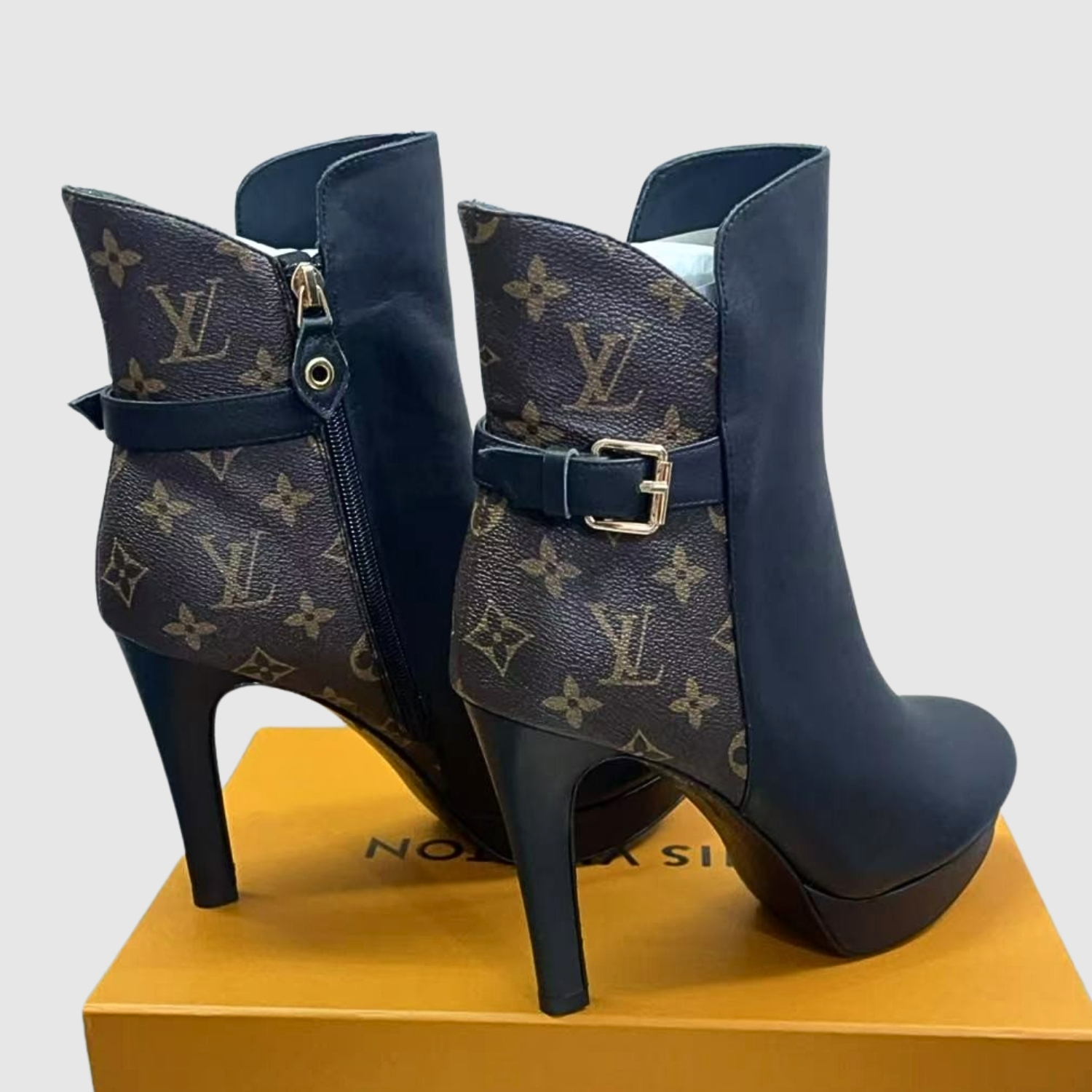 L0vis Vvtt0n Afterglow Platform Ankle Boots Patent Monogram Material Black For Women LV 1A9SEE